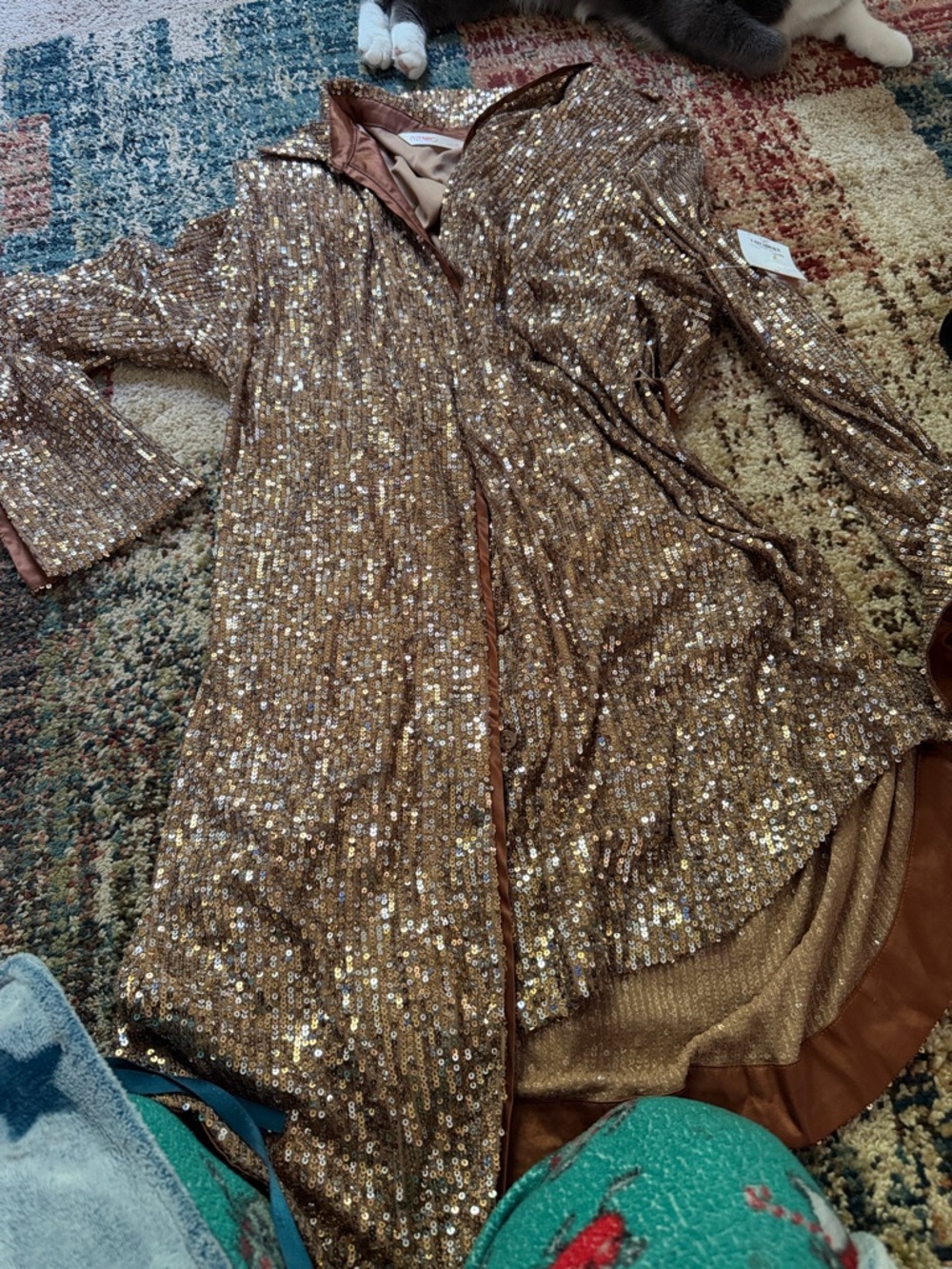 Women's Sequin Blazer Jacket - Gold